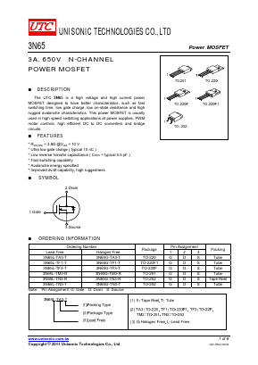 3N65G-TM3-K Datasheet PDF Unisonic Technologies