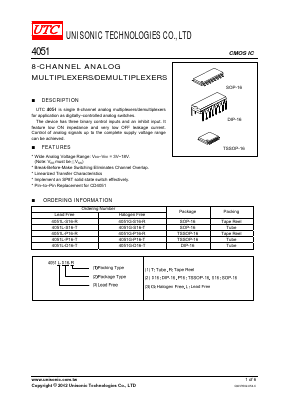 4051 Datasheet PDF Unisonic Technologies