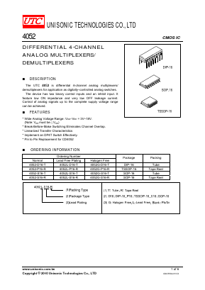 4052G-P16-T Datasheet PDF Unisonic Technologies