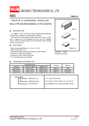 4053L-S16-T Datasheet PDF Unisonic Technologies