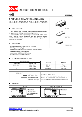 4053G-P16-R Datasheet PDF Unisonic Technologies