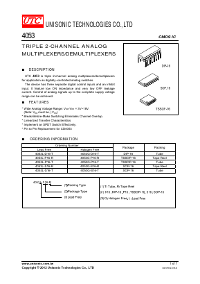 4053G-S16-R Datasheet PDF Unisonic Technologies