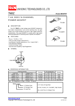 7N60ZL-TQ2-T Datasheet PDF Unisonic Technologies