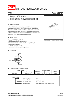 7N65L-TF3-T Datasheet PDF Unisonic Technologies