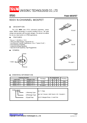 9N90L-TF1-T Datasheet PDF Unisonic Technologies