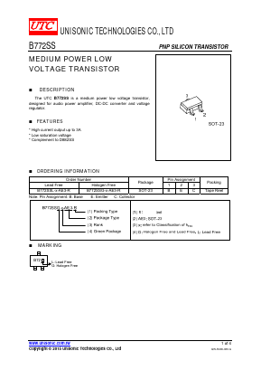 B772SSL-X-AE3-R Datasheet PDF Unisonic Technologies