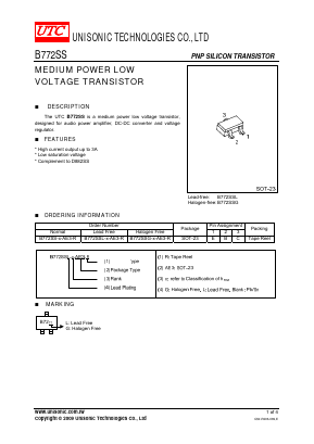 B772SSL-E-AE3-R Datasheet PDF Unisonic Technologies