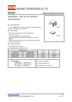 BA6220G-S08-T Datasheet PDF Unisonic Technologies