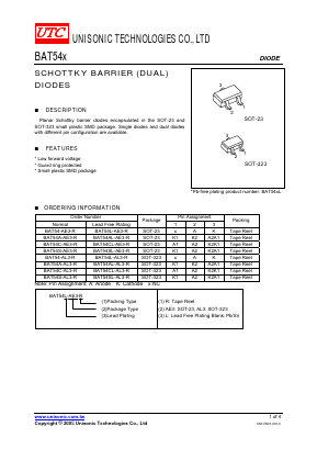 BAT54A-AL3-R Datasheet PDF Unisonic Technologies