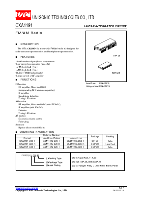 CXA1191L-D28-R Datasheet PDF Unisonic Technologies