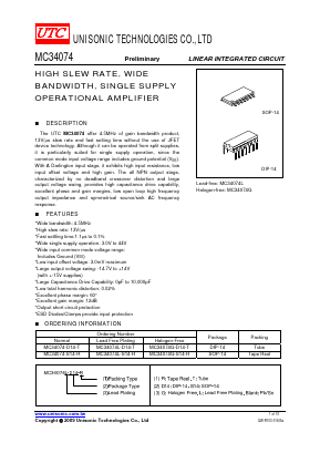 MC34074 Datasheet PDF Unisonic Technologies