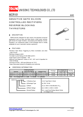 MCR101-4-C-T92-B Datasheet PDF Unisonic Technologies