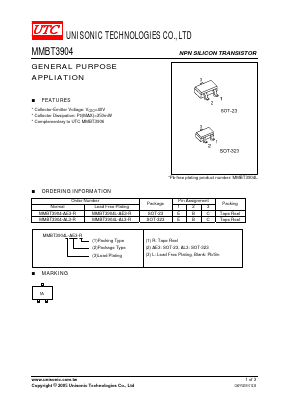 MMBT3904-AE3-R Datasheet PDF Unisonic Technologies