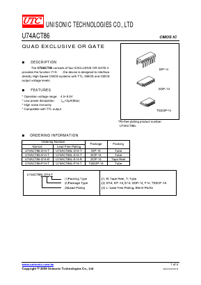 U74ACT86 Datasheet PDF Unisonic Technologies