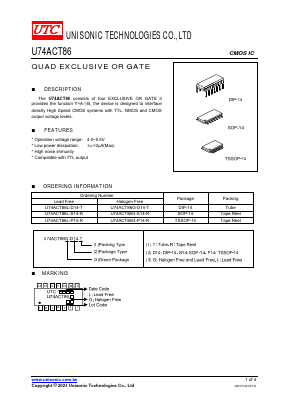 U74ACT86G-D14-T Datasheet PDF Unisonic Technologies