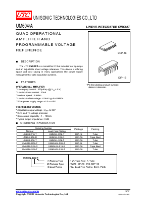 UM604AL-S16-T Datasheet PDF Unisonic Technologies