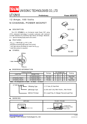 UT12N10L-TM3-T Datasheet PDF Unisonic Technologies