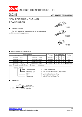 2SD313G-D-TQ2-R Datasheet PDF Unisonic Technologies