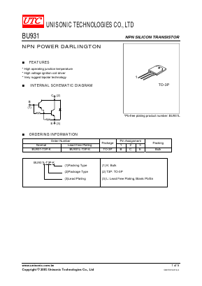 BU931L Datasheet PDF Unisonic Technologies