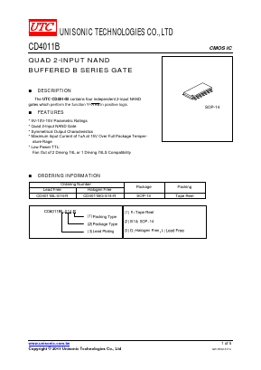 CD4011BG-S14-R Datasheet PDF Unisonic Technologies