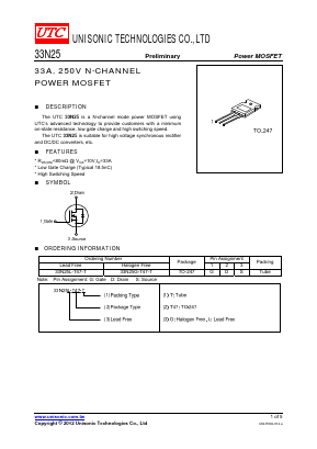 33N25 Datasheet PDF Unisonic Technologies