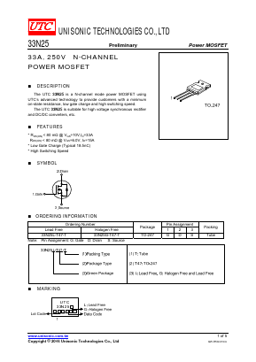 33N25G-T47-T Datasheet PDF Unisonic Technologies