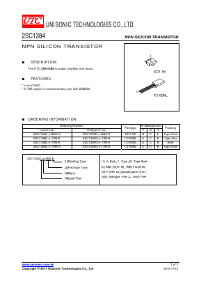 2SC1384G-R-T9N-K Datasheet PDF Unisonic Technologies
