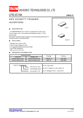 U74LVC14A Datasheet PDF Unisonic Technologies