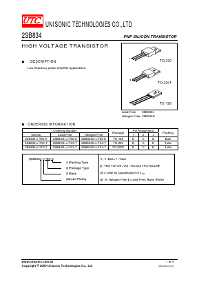 2SB834-O-T60-K Datasheet PDF Unisonic Technologies