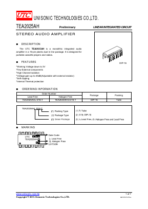 TEA2025AHL-D16-T Datasheet PDF Unisonic Technologies