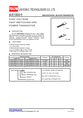 MJE13002L-E-C-T92-K Datasheet PDF Unisonic Technologies