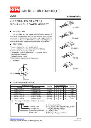 7N60L-A-T2Q-T Datasheet PDF Unisonic Technologies