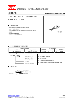 2SB1216L-T-TF3-R Datasheet PDF Unisonic Technologies