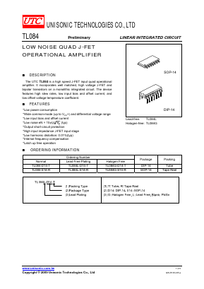TL084 Datasheet PDF Unisonic Technologies