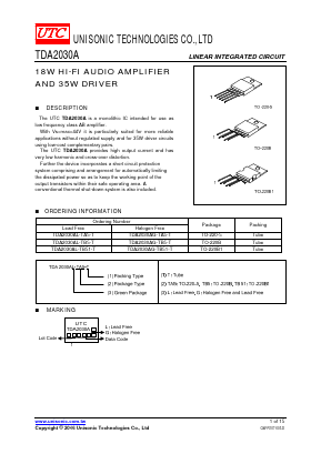 TDA2030AL-TB5-T Datasheet PDF Unisonic Technologies