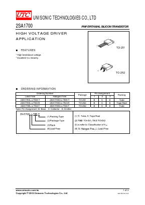 2SA1700G Datasheet PDF Unisonic Technologies