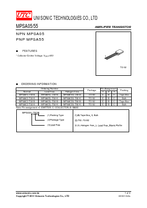 MPSA55G-T92-K Datasheet PDF Unisonic Technologies
