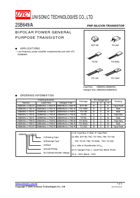 2SB649G-D-T9N-K Datasheet PDF Unisonic Technologies