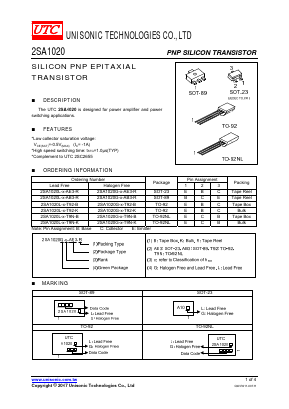 2SA1020L-Y-AB3-R Datasheet PDF Unisonic Technologies
