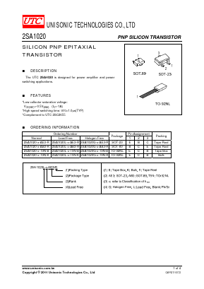 2SA1020-O-AE3-K Datasheet PDF Unisonic Technologies