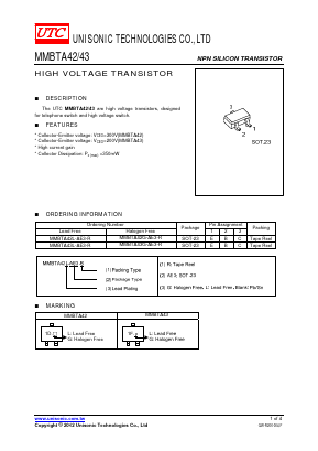 MMBTA43-AE3-R Datasheet PDF Unisonic Technologies
