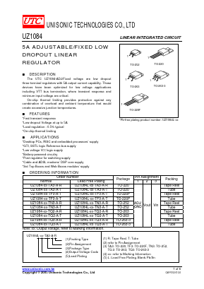 UZ1084-25-TN3-A-R Datasheet PDF Unisonic Technologies
