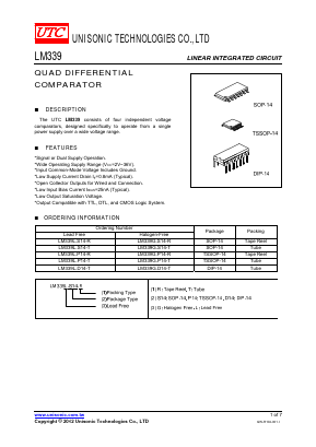 LM339G-S14-R Datasheet PDF Unisonic Technologies