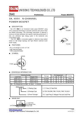3N40L-TN3-R Datasheet PDF Unisonic Technologies