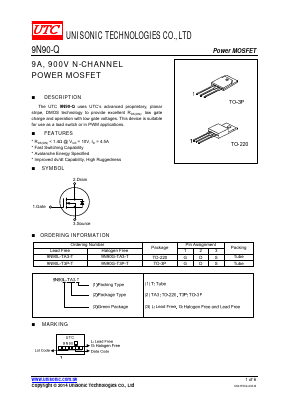 9N90G-T3P-T_ Datasheet PDF Unisonic Technologies