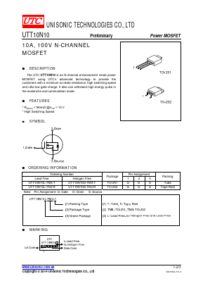 UTT10N10 Datasheet PDF Unisonic Technologies