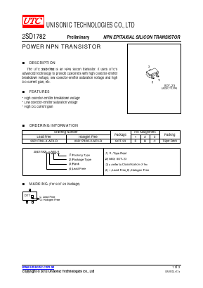 2SD1782G-X-AE3-R Datasheet PDF Unisonic Technologies