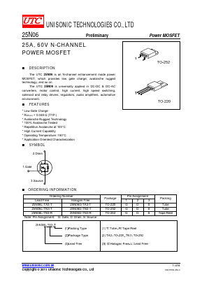 25N06 Datasheet PDF Unisonic Technologies
