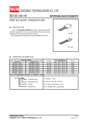 BD136G-X-T60-K Datasheet PDF Unisonic Technologies
