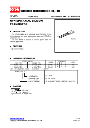 BD435 Datasheet PDF Unisonic Technologies